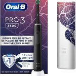 Brosse A Dents Electrique Oral-B Pro 3 3500 Noire Avec 3 Modes De Nettoyage 3D Dont Blancheur, Brossage Avec Des Oscillo-Rotations Et Pulsations, Brossette De Rechange Ronde Oral B, Chargeur