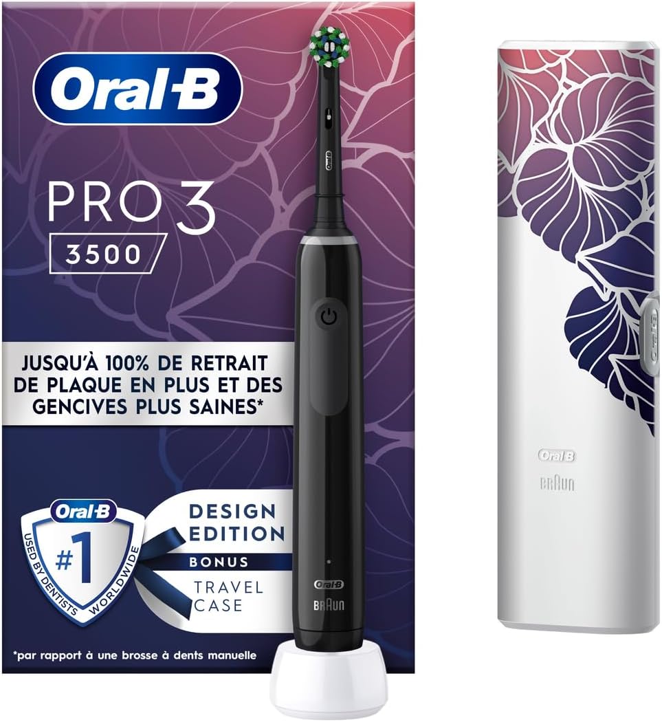 Brosse A Dents Electrique Oral-B Pro 3 3500 Noire Avec 3 Modes De Nettoyage 3D Dont Blancheur, Brossage Avec Des Oscillo-Rotations Et Pulsations, Brossette De Rechange Ronde Oral B, Chargeur Brosse A Dents Electrique Oral-B Pro 3 3500 Noire Avec 3 Modes De Nettoyage 3D Dont Blancheur, Brossage Avec Des Oscillo-Rotations Et Pulsations, Brossette De Rechange Ronde Oral B, Chargeur