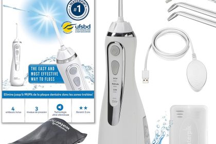 Waterpik Advanced - Hydropulseur Dentaire Sans Fil, Jet Dentaire Portable Rechargeable avec Câble USB, Élimine la Plaque, 3 Niveaux de Pression, Blanc (WP-580EU) Waterpik Advanced - Hydropulseur Dentaire Sans Fil, Jet Dentaire Portable Rechargeable avec Câble USB, Élimine la Plaque, 3 Niveaux de Pression, Blanc (WP-580EU)