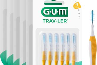GUM TRAV-LER brossettes interdentaires | nettoyage en profondeur entre les dents | manche pliable | élimination de la plaque dentaire | 1.3mm, ISO 4 | Taille M | Lot de 6x6