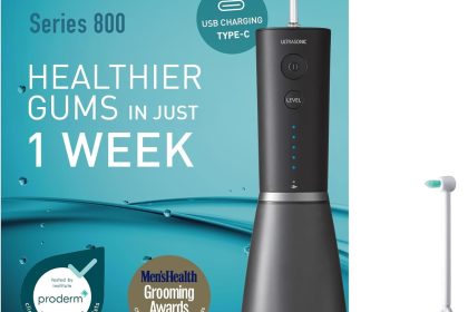 Panasonic Series 800 Ultrasonic Irrigateur EW-DJ86-K503, Hydropulseur Dentaire, Jet dentaire, 200ml, 1 Buse Orthodontique & Ultrasonique, 5 Réglages de Pression, Accesoire de Voyage, USB-C, Noir