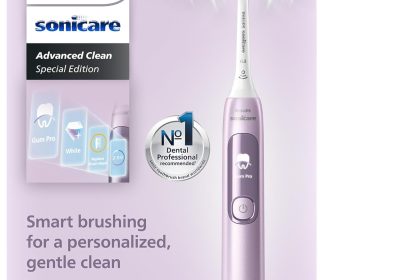 Brosse à dents électrique Philips Sonicare AdvancedClean série limitée – écran intelligent, capteur de pression, tête de brosse de rechange, 5 modes de brossage et SmarTimer, rose, modèle HX3792/12