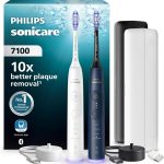 Philips Sonicare 7100 - Brosse à dents électrique sonique avec application, 4 modes de brossage et 3 niveaux d'intensité, Alerte de pression, EasyStart, Pack de 2, HX7429/01 [Nouvelle technologie]