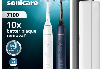 Philips Sonicare 7100 - Brosse à dents électrique sonique avec application, 4 modes de brossage et 3 niveaux d'intensité, Alerte de pression, EasyStart, Pack de 2, HX7429/01 [Nouvelle technologie]