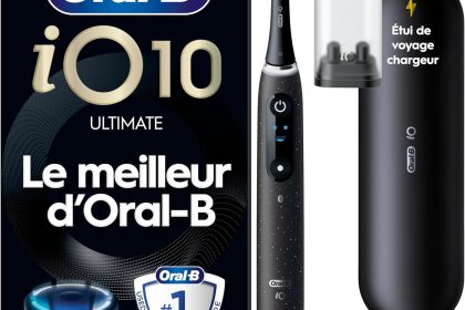 Brosse A Dents Electrique Intelligente Oral-B iO 10 Noire, 7 Modes De Brossage Incluant Blancheur, Propreté De La Langue, Brossette De Rechange Oral B, Conseils iO Sense, Etui De Voyage Chargeur