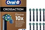 Oral-B Pro Lot De 10 Brossettes De Rechange Cross Action, AUTHENTIQUES, Noires, Nettoyage En Profondeur, Têtes Rondes, Embouts Pour Les Brosses A Dents Electriques Oral B Pro, Carton