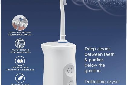 Oral-B AquaCare Pro-Expert Série 6 Irrigateur avec Technologie Oxyjet, 3 Embouts, 2 Types De Flux D'eau, Blanc