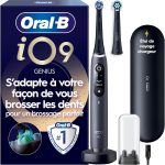 Oral-B Brosse A Dents Electrique iO 9 Noire, 7 Modes De Brossage Dont Blancheur Et Soin Des Gencives, 16 Zones De Nettoyage, Ecran Interactif, 2 Brossettes Oral B De Rechange, Etui De Voyage
