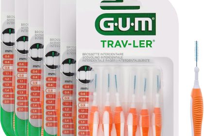 GUM TRAV-LER brossettes interdentaires | nettoyage en profondeur entre les dents | manche pliable | élimination de la plaque dentaire | 0.9mm, ISO 2 | Taille S | Lot de 6x6
