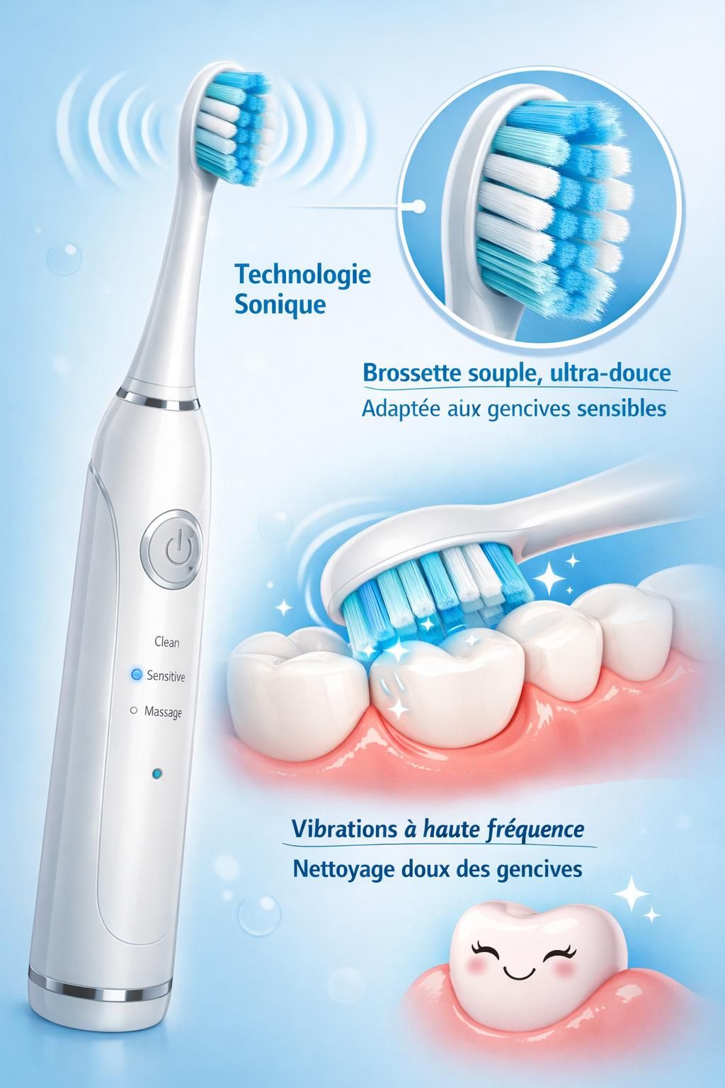 Brosse à dents électrique : la solution idéale pour des gencives sensibles découvrez la brosse à dents électrique, parfaite pour protéger et apaiser les gencives sensibles tout en assurant un nettoyage optimal des dents.